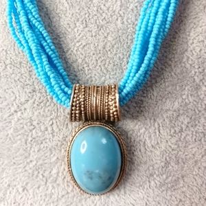 Turquoise Pendant Drop Necklace